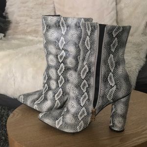 Faux snakeskin boot